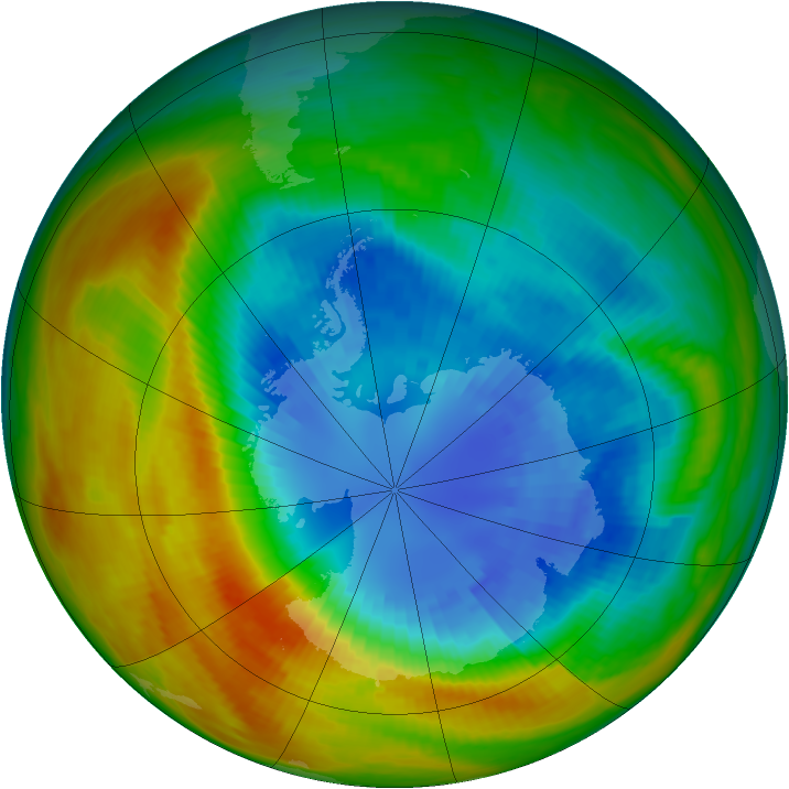 Antarctic ozone map for 07 September 1986
